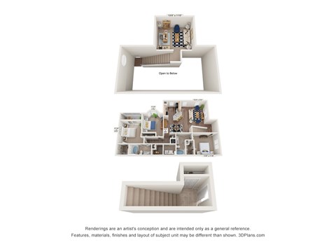 Floor plan for 3 beds, 2 baths, 1697 sqft